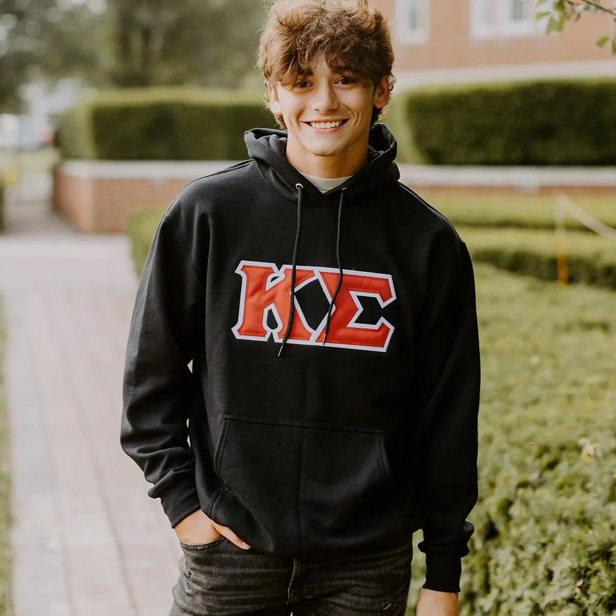 Kappa Sig Black Hoodie with Sewn On Greek Letters - Kappa Sigma Official Store