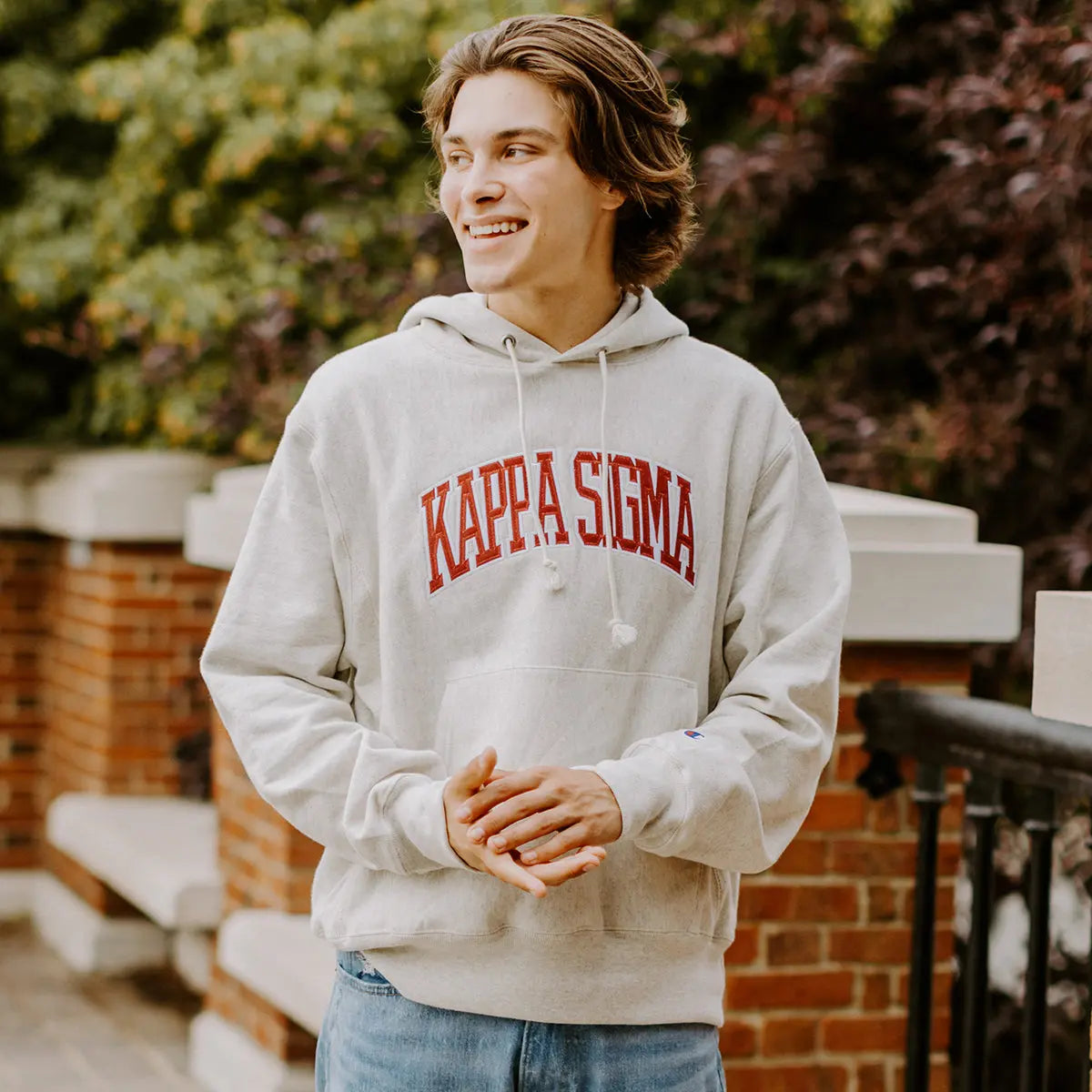 Kappa Sig Natural Champion Reverse Weave Sewn On Hoodie - Kappa Sigma Official Store