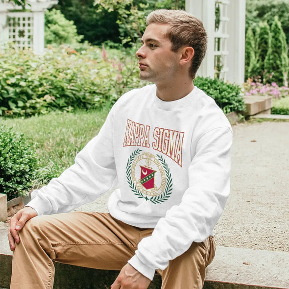 Kappa Sig White Retro Crest Crewneck