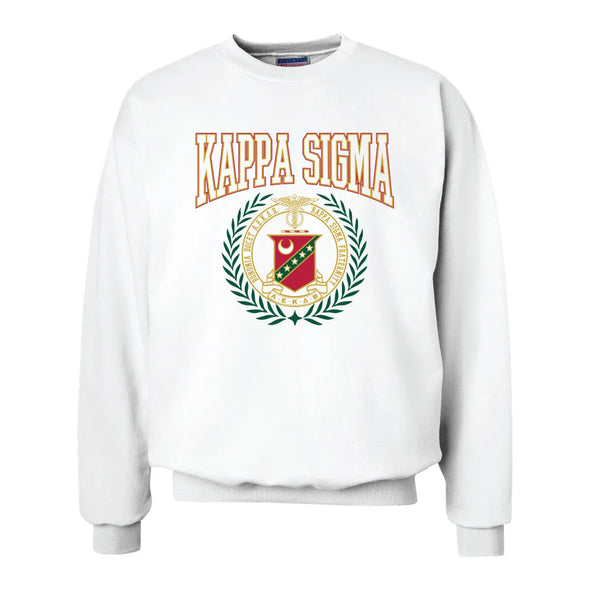 Kappa Sig White Retro Crest Crewneck