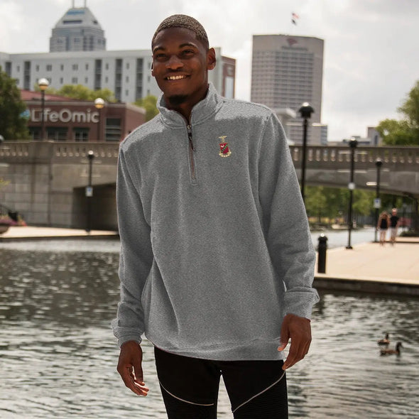 Kappa Sig Embroidered Crest Gray Quarter Zip