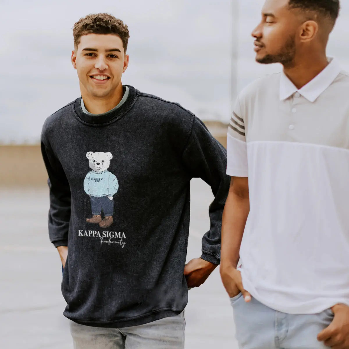 Kappa Sig Navy Sandwash Bear Crewneck - Kappa Sigma Official Store