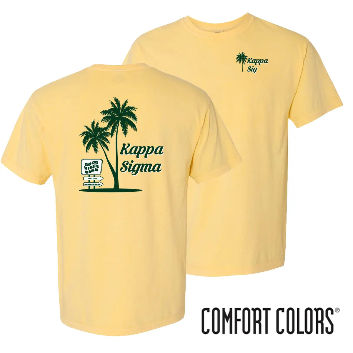 Kappa Sig Comfort Colors Good Vibes Palm Tree Tee - Kappa Sigma Official Store