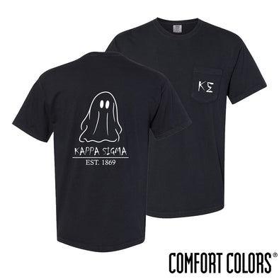New! Kappa Sig Comfort Colors Black Ghost Short Sleeve Tee