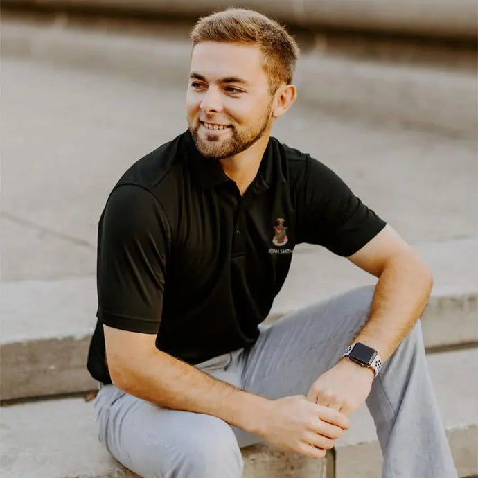 Personalized Kappa Sig Crest Black Performance Polo - Kappa Sigma Official Store