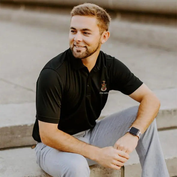 Personalized Kappa Sig Crest Black Performance Polo