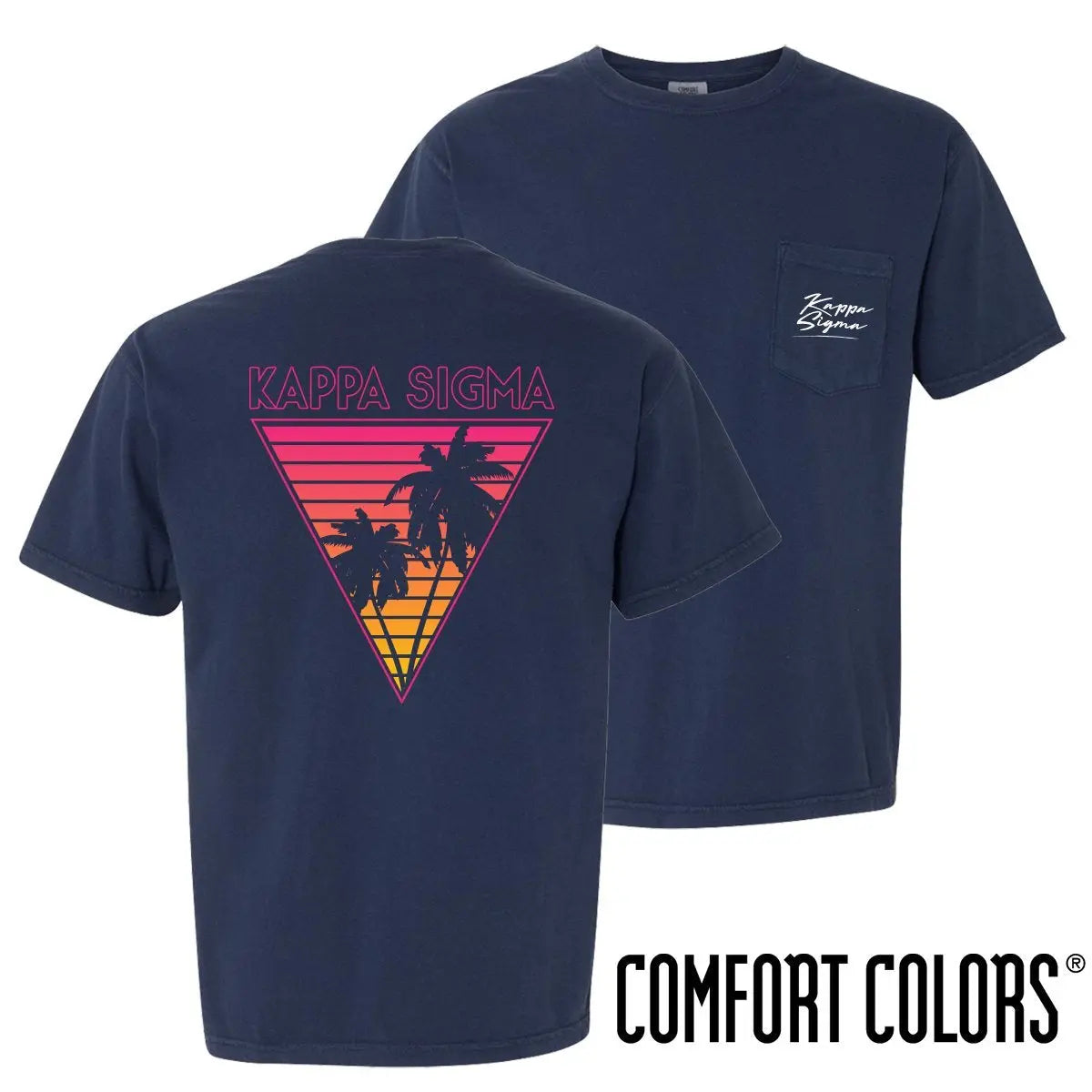 Kappa Sig Comfort Colors Navy Short Sleeve Miami Pocket Tee - Kappa Sigma Official Store