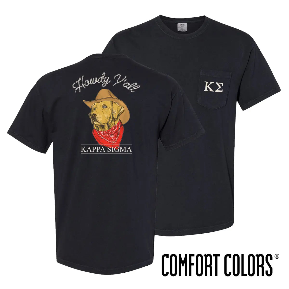 Kappa Sig Comfort Colors Cowboy Retriever Black Short Sleeve Pocket Tee - Kappa Sigma Official Store