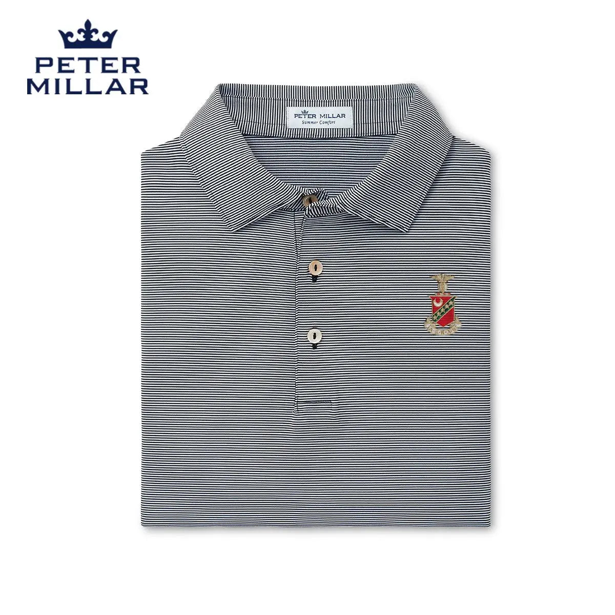 Kappa Sig Peter Millar Jubilee Stripe Stretch Jersey Polo with Crest - Kappa Sigma Official Store