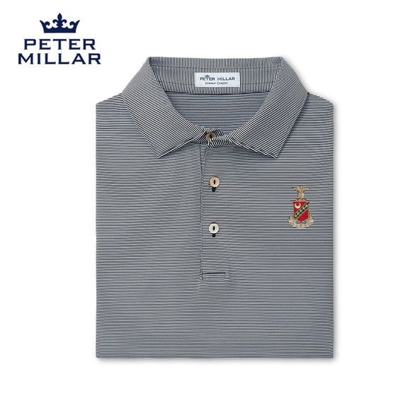 Kappa Sig Peter Millar Jubilee Stripe Stretch Jersey Polo with Crest