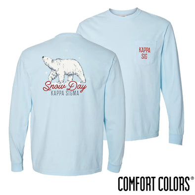 New! Kappa Sig Comfort Colors Snow Day Long Sleeve Pocket Tee
