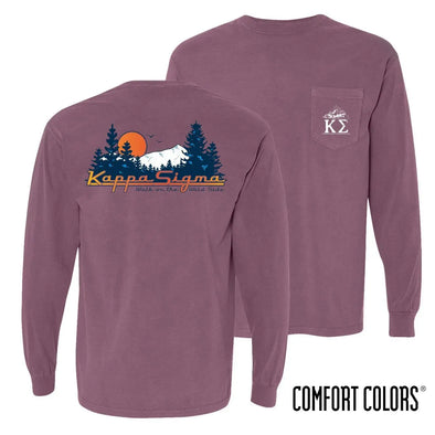 Kappa Sig Comfort Colors Berry Retro Wilderness Long Sleeve Pocket Tee