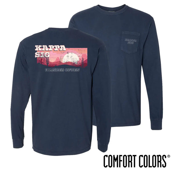 Kappa Sig Comfort Colors Wander Often Long Sleeve Pocket Tee