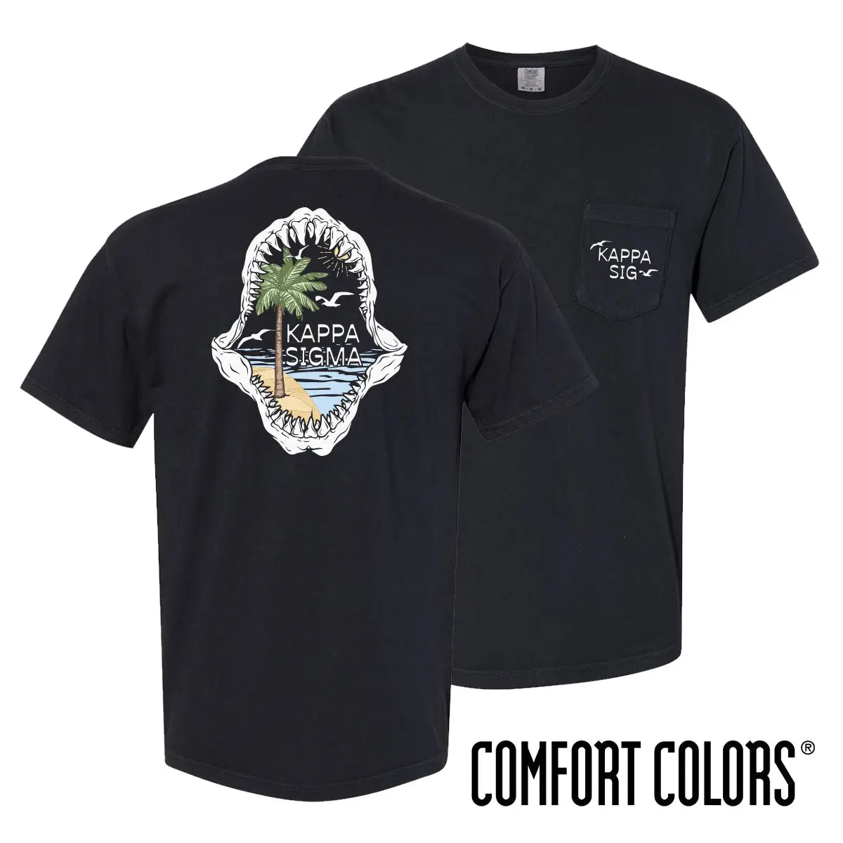 Kappa Sig Comfort Colors Shark Bite Black Short Sleeve Pocket Tee - Kappa Sigma Official Store