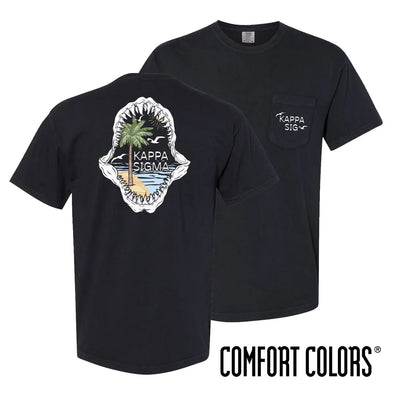 Kappa Sig Comfort Colors Shark Bite Black Short Sleeve Pocket Tee