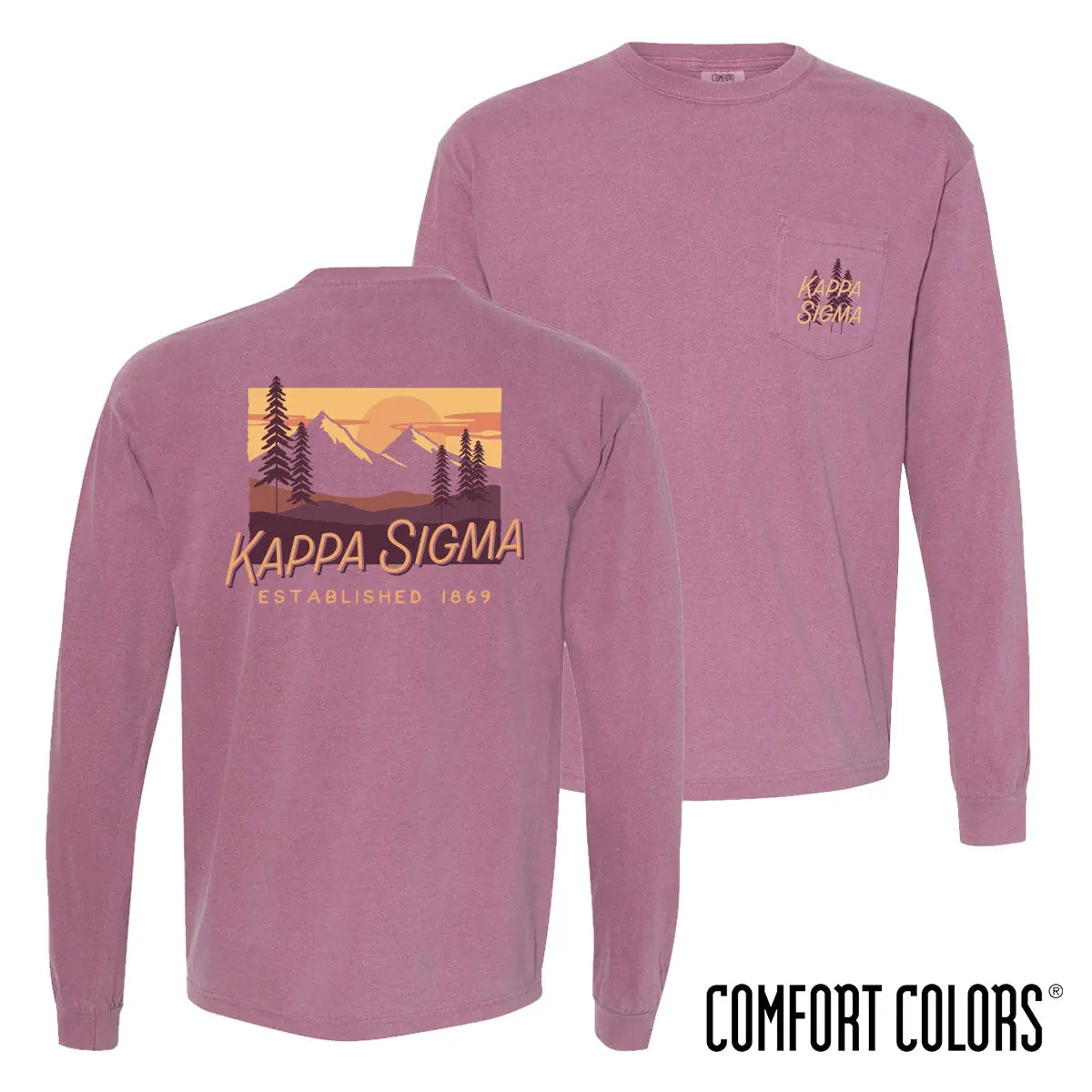Kappa Sig Comfort Colors Berry Mountain Sunset Long Sleeve Pocket