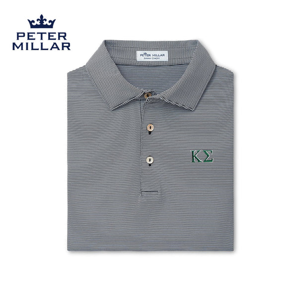 Kappa Sig Peter Millar Jubilee Stripe Stretch Jersey Polo with Greek Letters