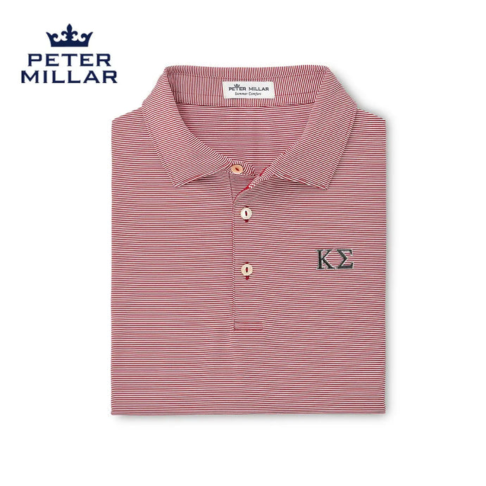 Kappa Sig Peter Millar Jubilee Stripe Stretch Jersey Polo with Greek Letters - Kappa Sigma Official Store