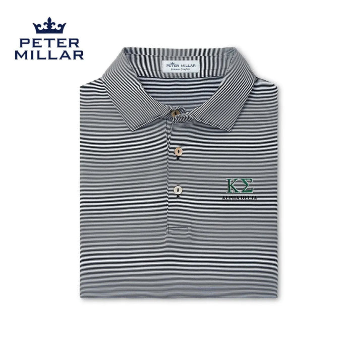 Kappa Sig Peter Millar Jubilee Stripe Stretch Jersey Polo with Greek Letters - Kappa Sigma Official Store