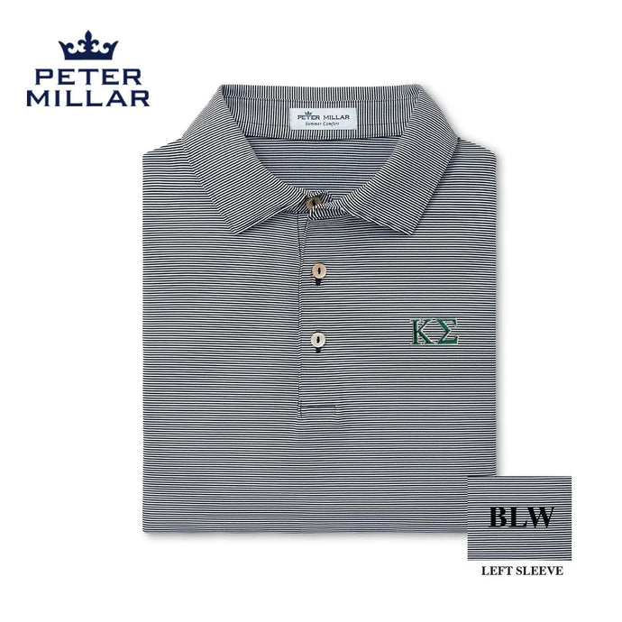 Kappa Sig Peter Millar Jubilee Stripe Stretch Jersey Polo with Greek Letters - Kappa Sigma Official Store