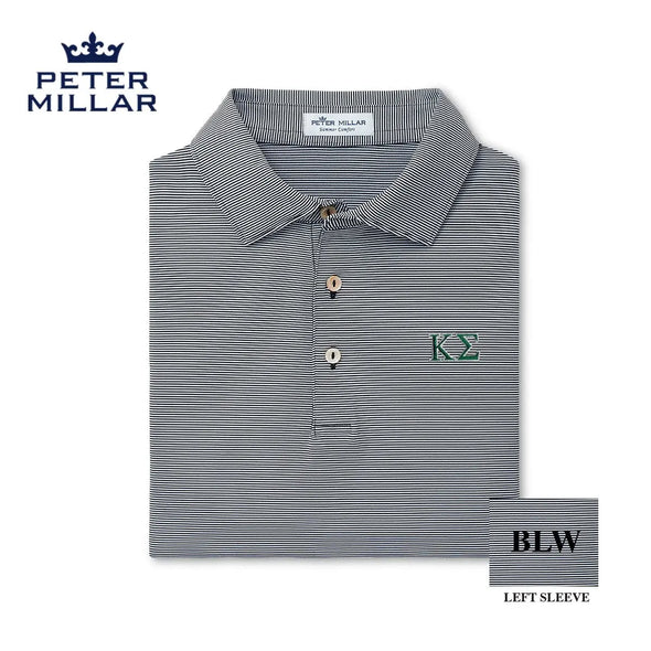 Kappa Sig Peter Millar Jubilee Stripe Stretch Jersey Polo with Greek Letters