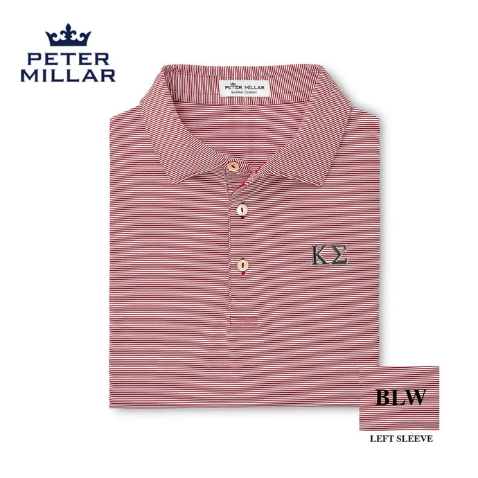 Kappa Sig Peter Millar Jubilee Stripe Stretch Jersey Polo with Greek Letters - Kappa Sigma Official Store