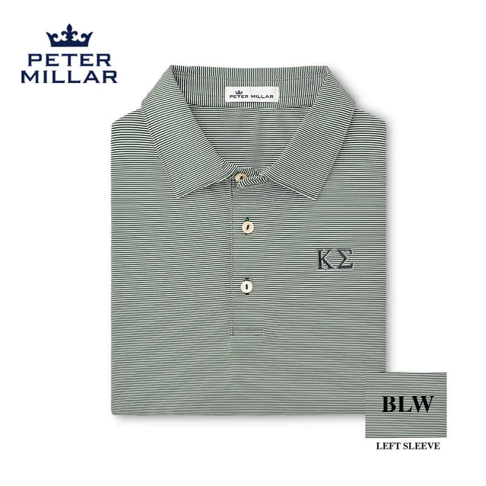 Kappa Sig Peter Millar Jubilee Stripe Stretch Jersey Polo with Greek Letters - Kappa Sigma Official Store