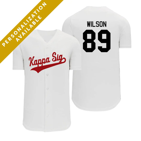 Kappa Sig Personalized White Mesh Baseball Jersey