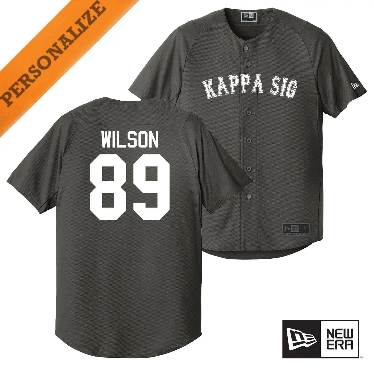 Kappa Sig Personalized New Era Graphite Baseball Jersey - Kappa Sigma Official Store