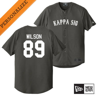 Kappa Sig Personalized New Era Graphite Baseball Jersey - Kappa Sigma Official Store