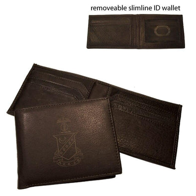 Sale! Kappa Sig Brown Leather Crest Bi-Fold Wallet