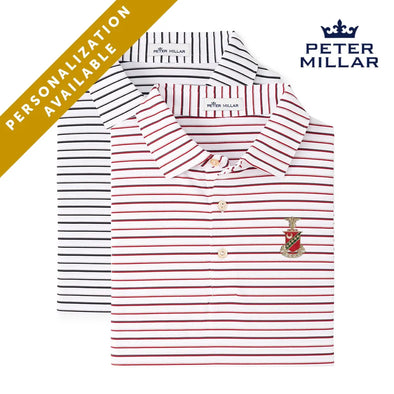 Kappa Sig Peter Millar Wiggs Stripe Stretch Jersey Polo with Crest