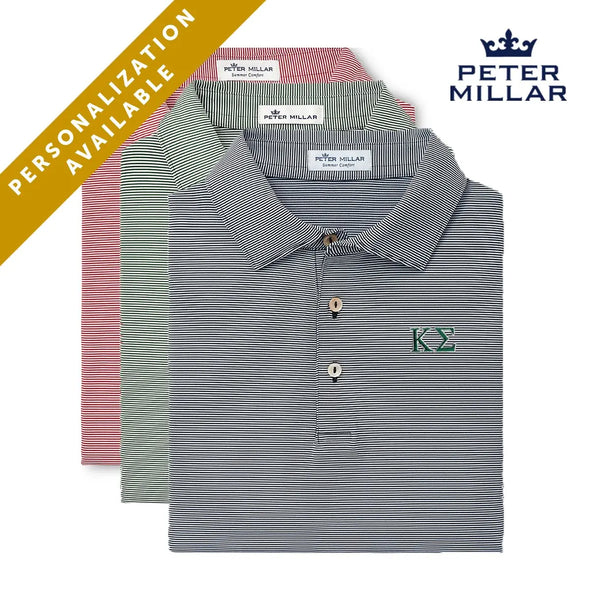 Kappa Sig Peter Millar Jubilee Stripe Stretch Jersey Polo with Greek Letters