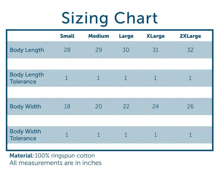 Comfort Colors Size Chart