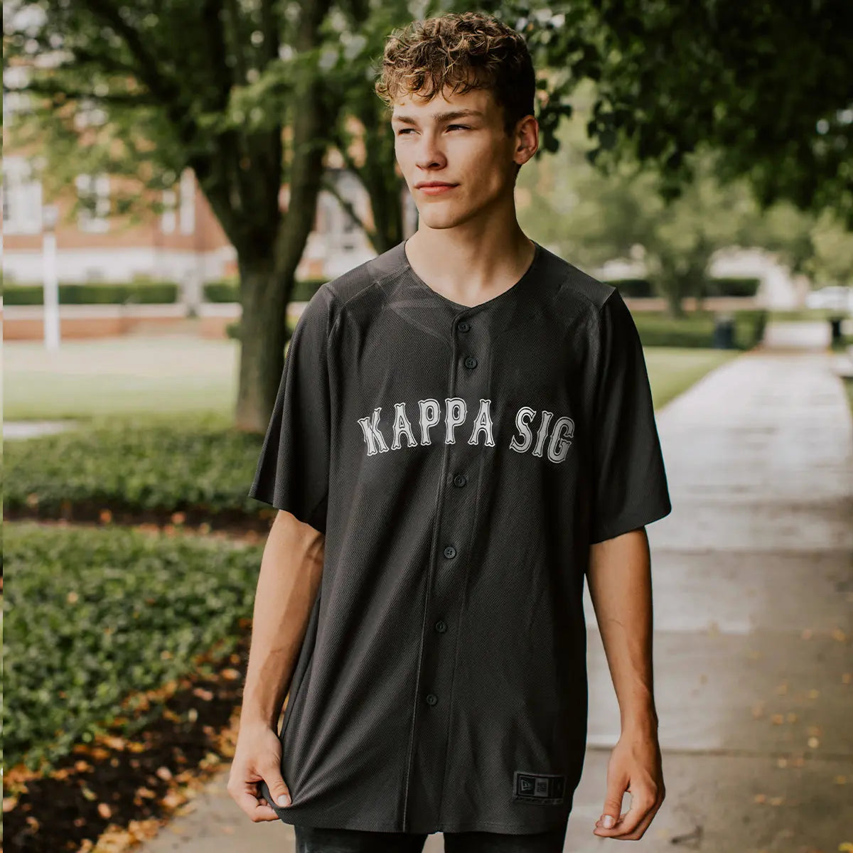 Kappa Sig New Era Graphite Baseball Jersey - Kappa Sigma Official Store